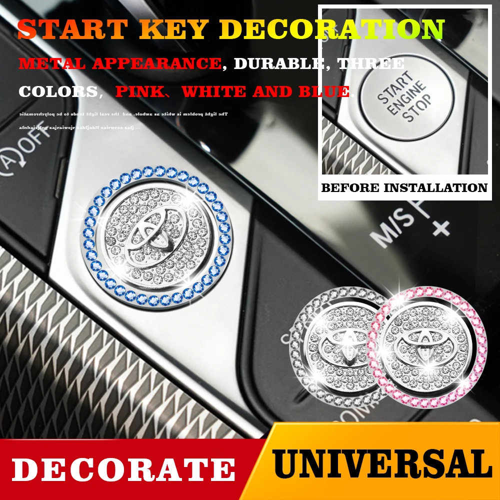 

Car One-Key Start Decorative Ring Diamond Crystal Button Decoration Decoration For Toyota Camry Chr Corolla Rav4 Highlander Land