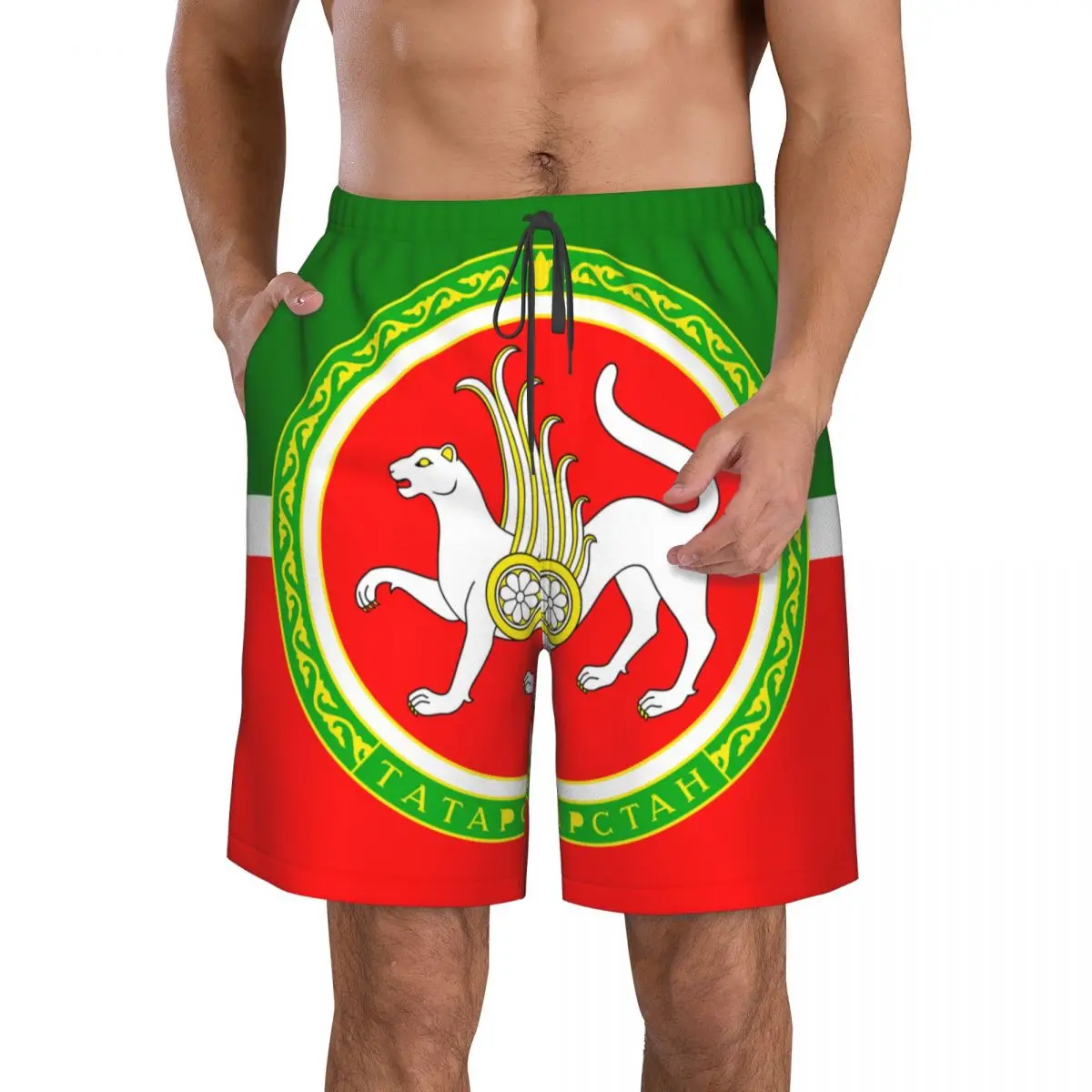 

Quick Dry Summer Mens Beach Board Shorts Briefs For Man Swim Trunks Swimming Shorts Beachwear Tatarstan Flag
