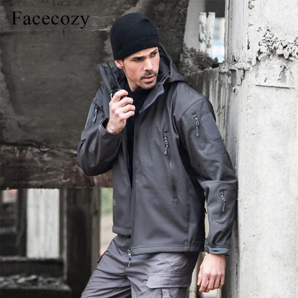 Фото Мужская камуфляжная куртка Facecozy, водонепроницаемая уличная тактическая ветрозащитная куртка в стиле милитари для кемпинга и охоты, 2019 №2