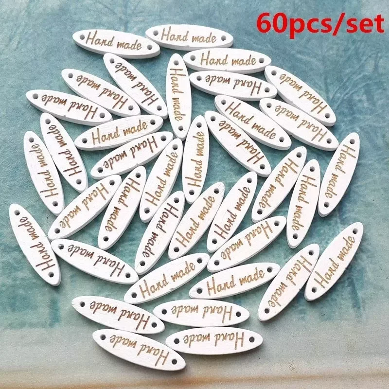 

60pcs Wooden Charms Pieces Weddings Buttons Findings for Home Made Hand Made Gift Wedding Supplies