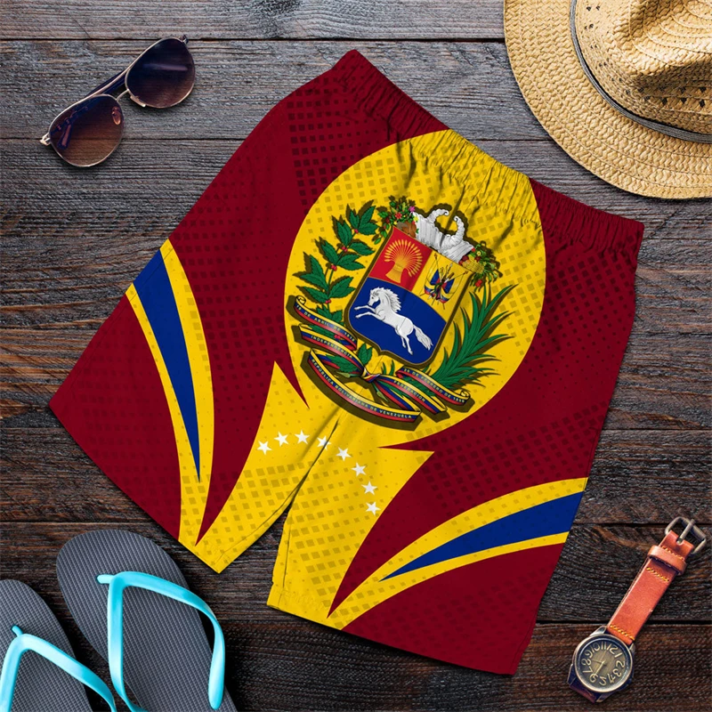 Шорты мужские с принтом флага Венесуэлы повседневные Гавайские пляжные короткие