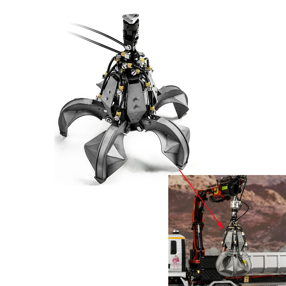 

Upgraded Part 1/14 Metal Orange Peel Grab With Rotary Cylinder for LESU Hydraulic RC Crane Construction Dumper Car Tipper Model