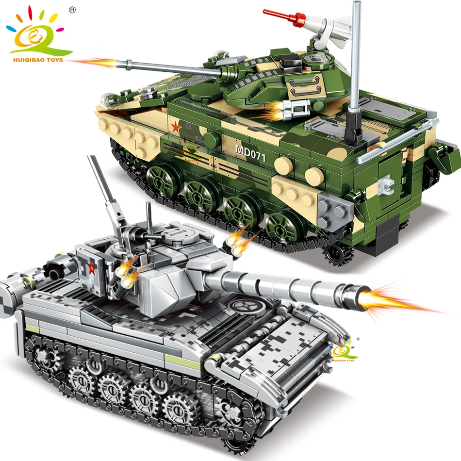 HUIQIBAO военный боевой танк строительные блоки WW2 армейский набор кирпичей с 2