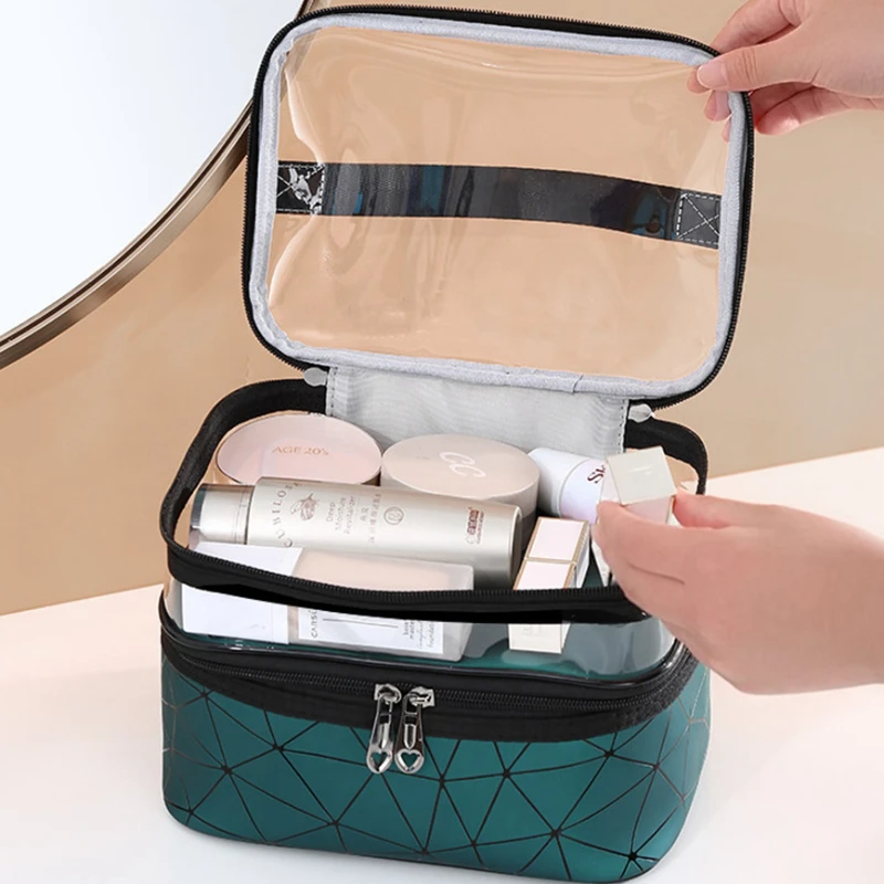 

Органайзер для косметики большой вместимости, многофункциональная двойная прозрачная косметичка