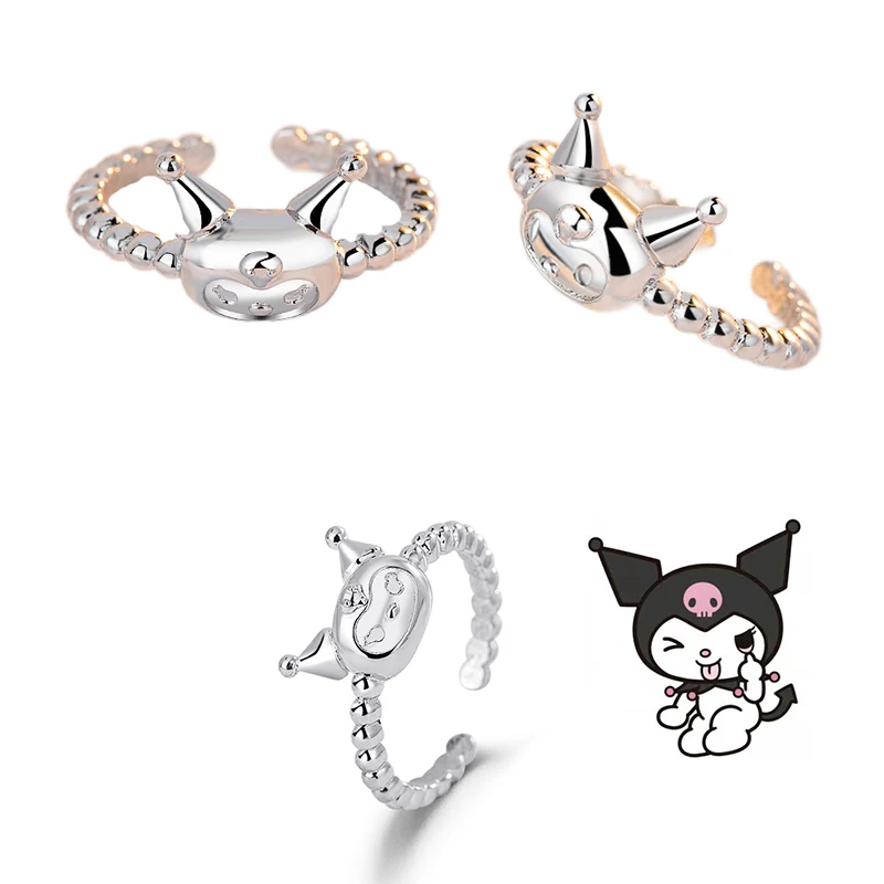 

Kawaii original cartoon authentic Brass Plated S999 Silver Original Open Adjustable Ring Gift Birthday Valentine's Day