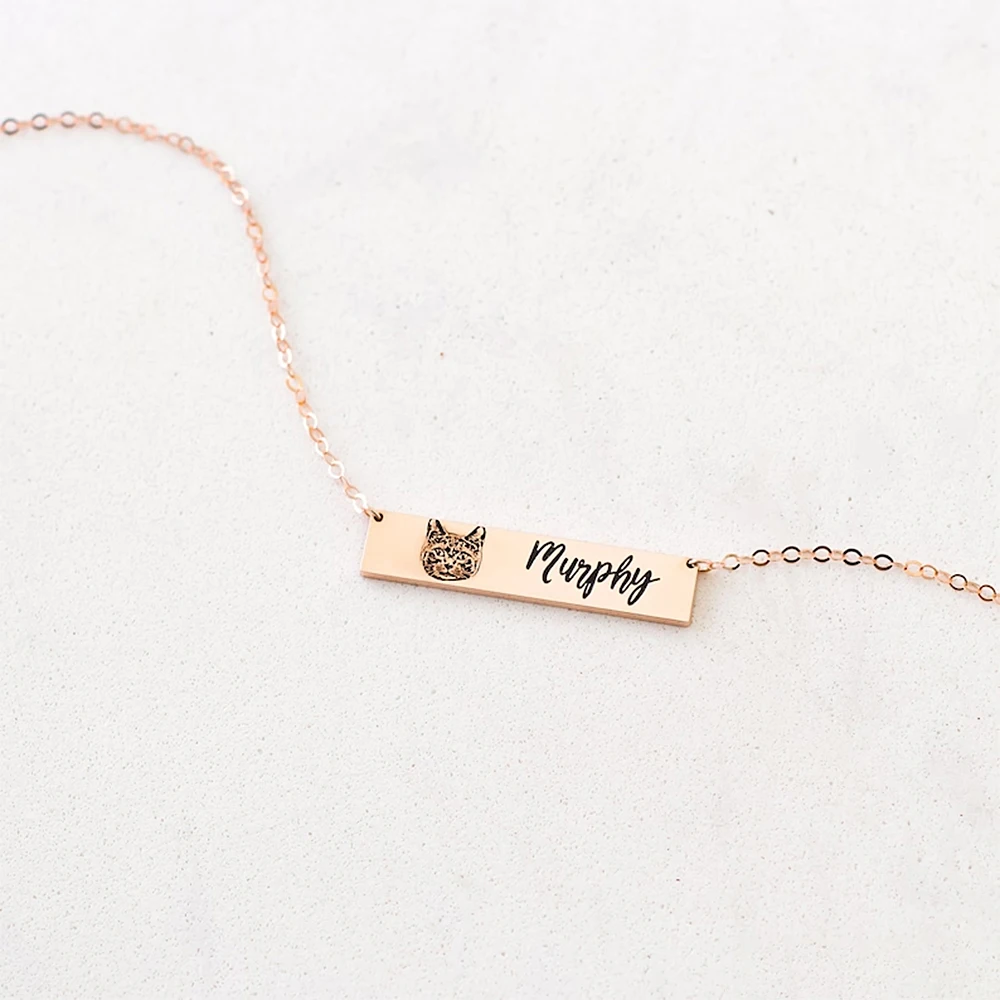 Photo Name Custom Women's Necklace Stainless Steel Women's Personalized Jewelry Square Piece Pendant Necklace Free Shipping