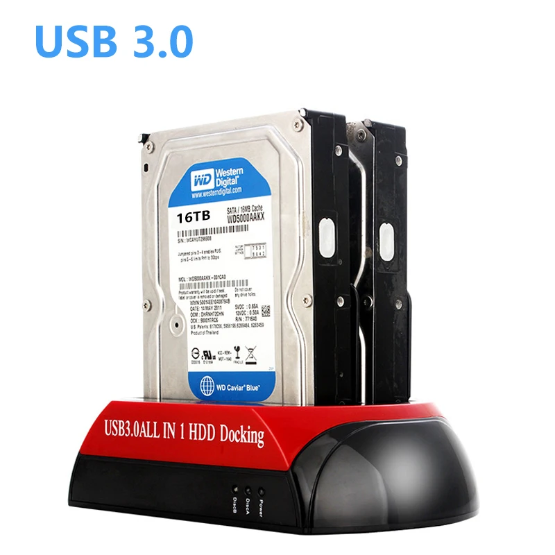 Hard Drive Disk Docking Station 2 in 1 External Adapter SATA to USB 3.0 Cable 2.5 3.5 Inch HDD SSD 22 pin Sata Power Connector