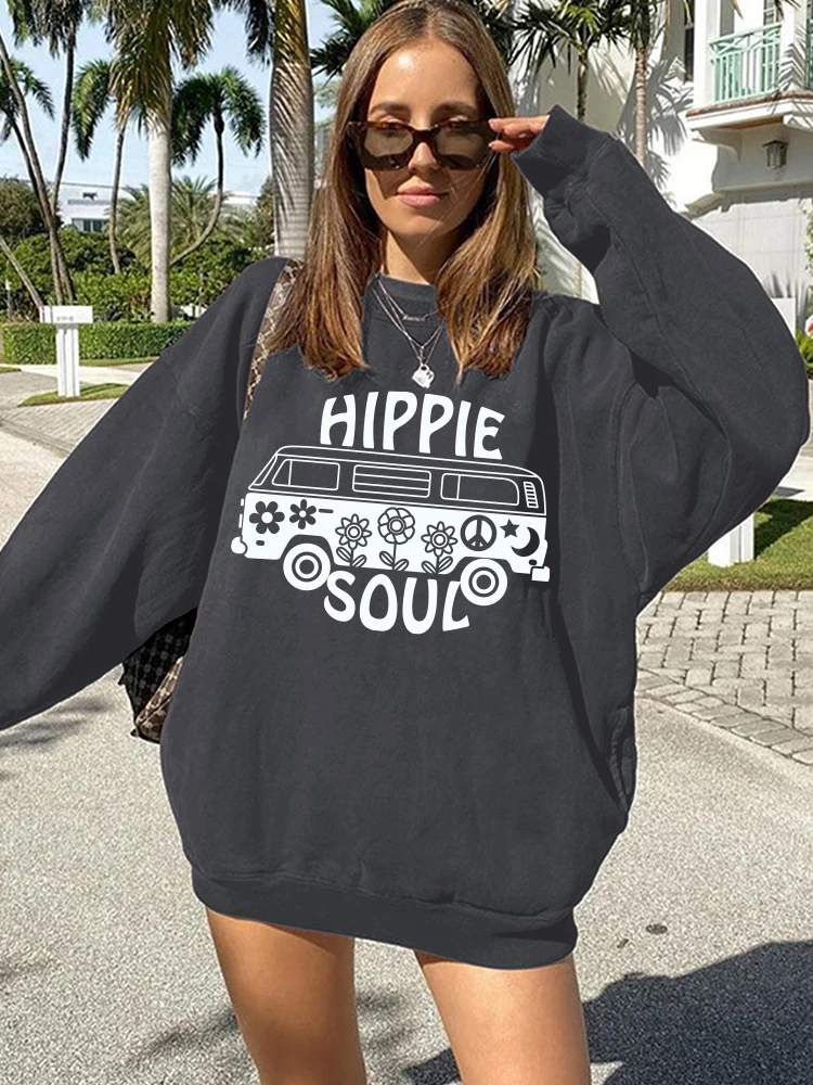 Женский свитшот с принтом в стиле хиппи Осень-зима