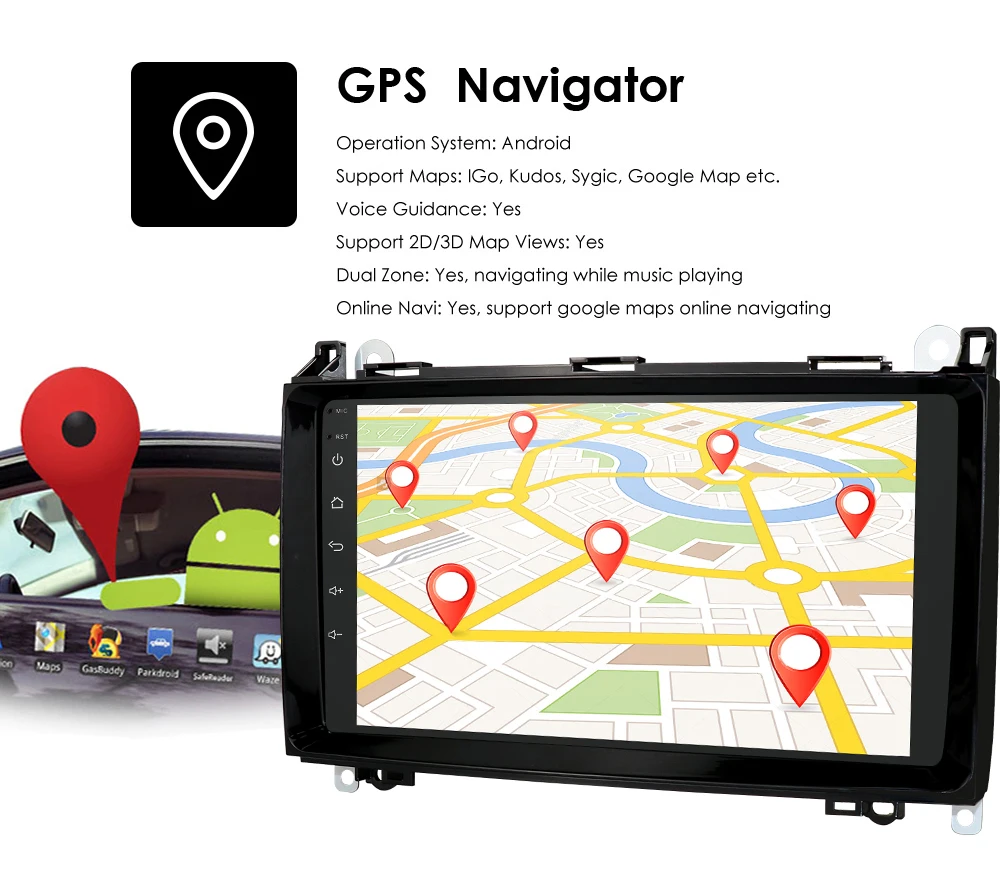 $110.00 Car Multimedia Player Navigation GPS Radio for Mercedes Benz W169 W245 Viano Vito W639 Sprinter W906 Android 10.0 Wifi 4G USB