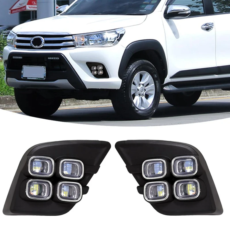 Car LED Daytime Running Lights Fog Lights Turn Signal Lights For Toyota Hilux Revo 2015 - 2016