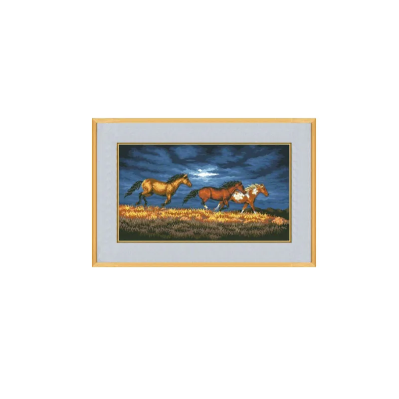 

MM cross stitch kits Lovely Counted Cross Stitch Kit Thunder Ridge Galloping Horses Horse Blue Sky dim 03853 3853