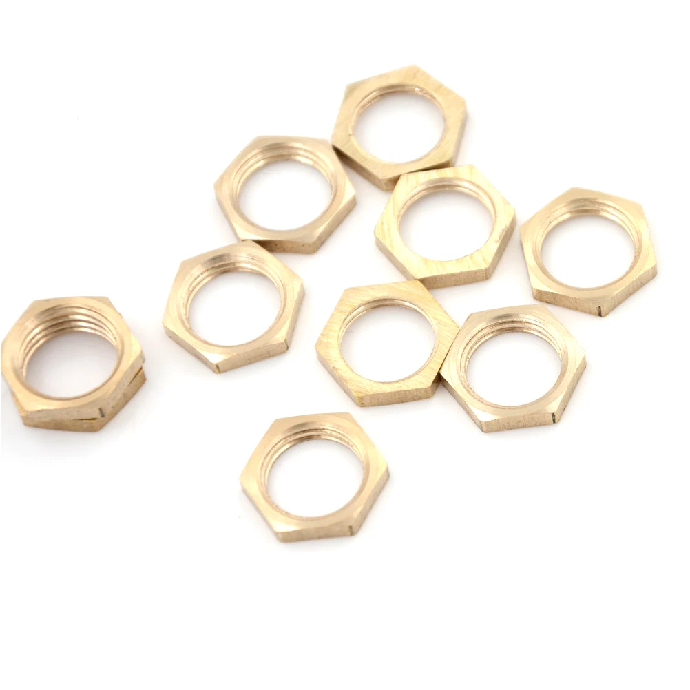 

10PCS Brass Hex Lock Nuts Pipe Fitting 1/4" BSP Female Thread high quality Mechanical Parts