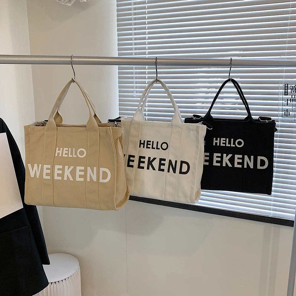 

Women Canvas Shoulder Bags Large Capacity Letter Crossbody Messenger Handbags for Outdoor Shopping Business