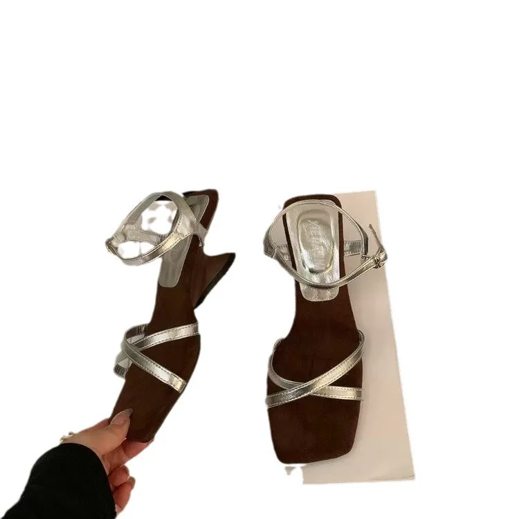 Модные женские босоножки на танкетке летние повседневные нескользящие туфли