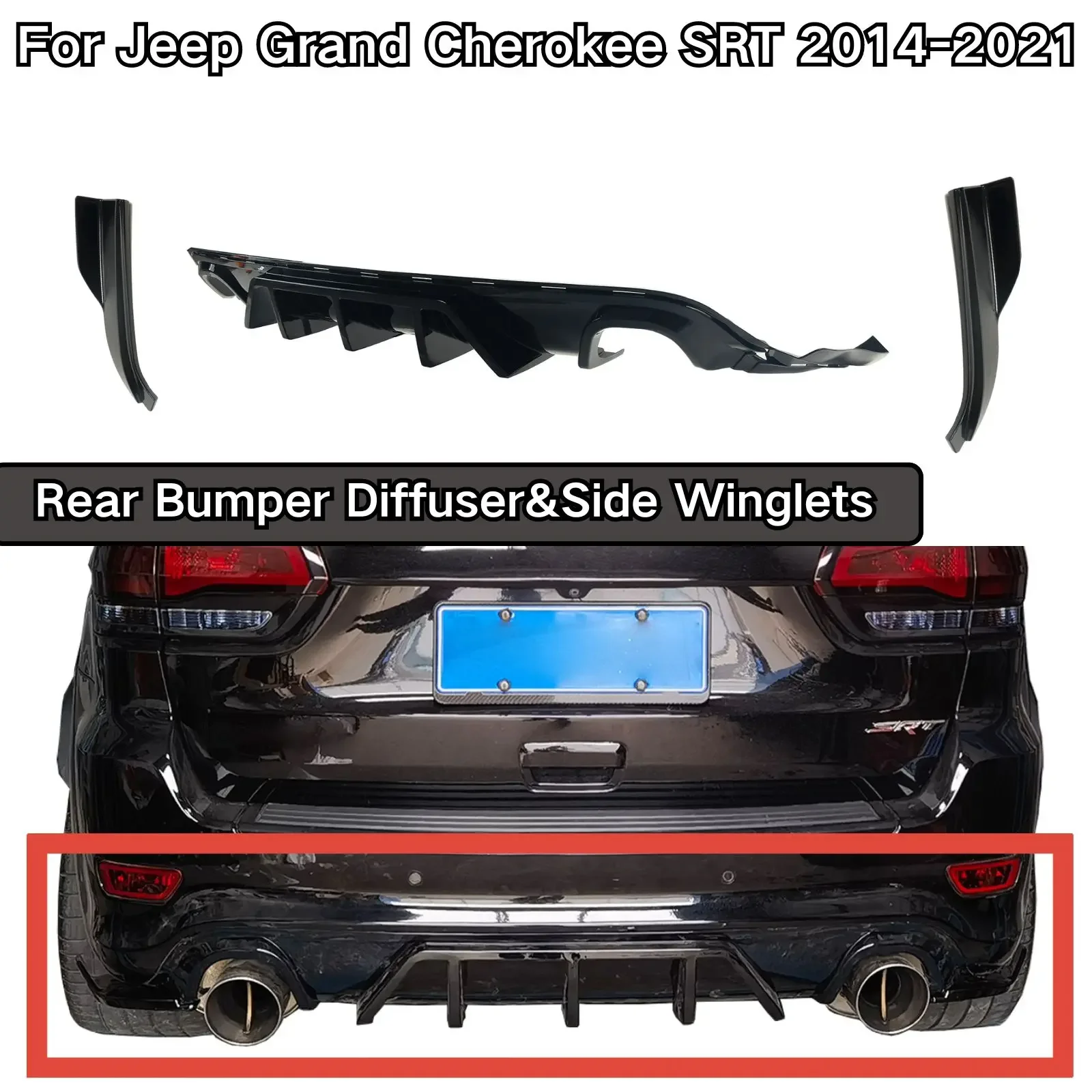 Диффузор заднего бампера и боковой угол для Jeep Grand Cherokee SRT 2014 2015 2016-2021 комплект