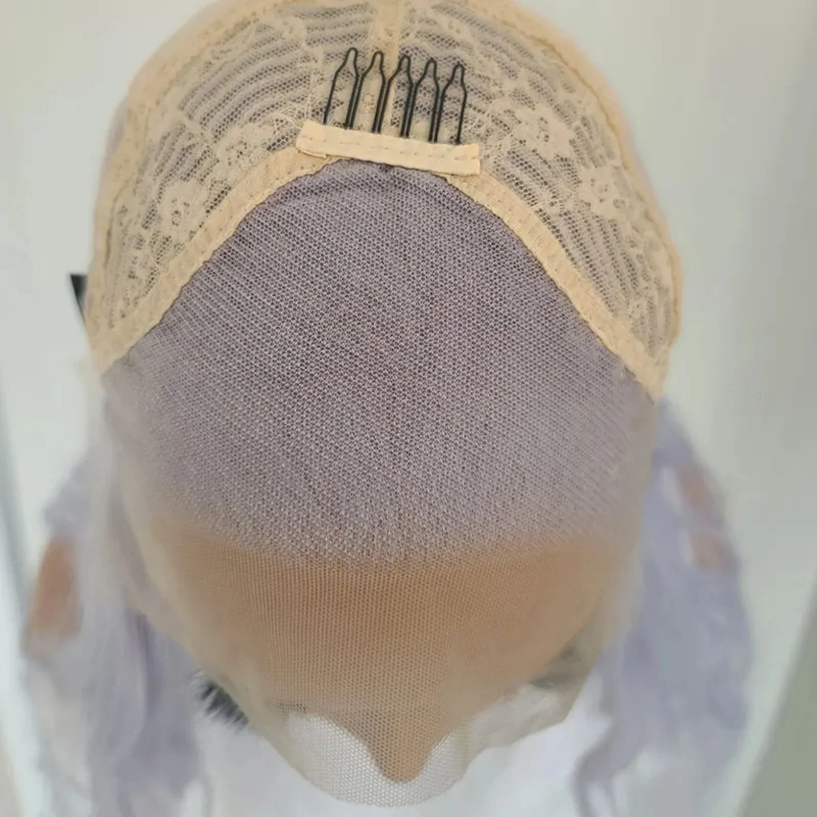 Серебристо-фиолетовый парик длинные вьющиеся синтетические кружевные передние