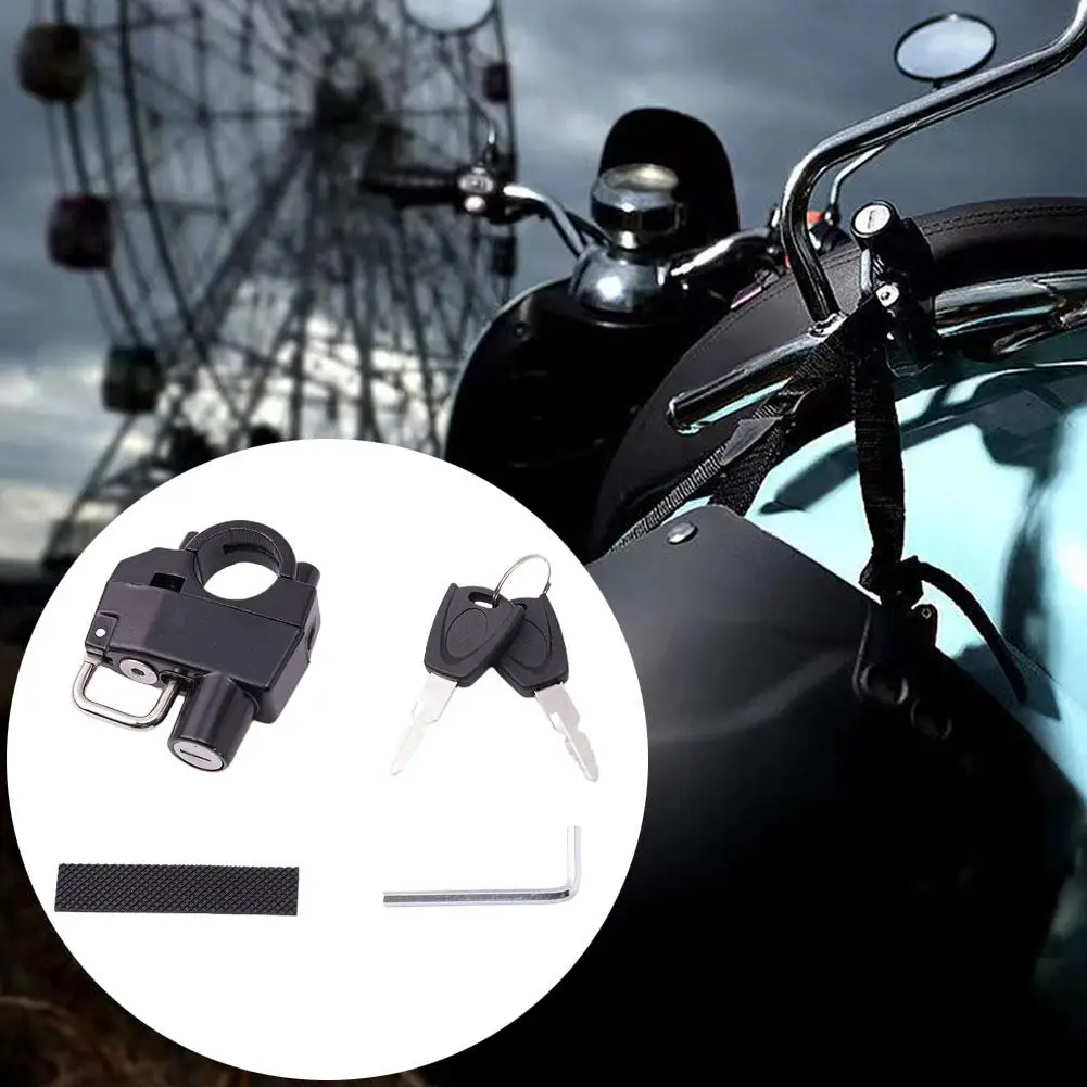 

Motorcycle Helmet Lock Anti-Theft Bicycle Helmet Security Locks For 20-28mm Handlebar With 2 Keys And Installation Tool V9W6