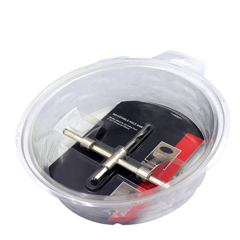 

JHD-Adjustable Circle Hole Cutter Wood Drywall Drill Bit Saw Round Cutting Blade Aircraft Type DIY Tool With Dust Cover