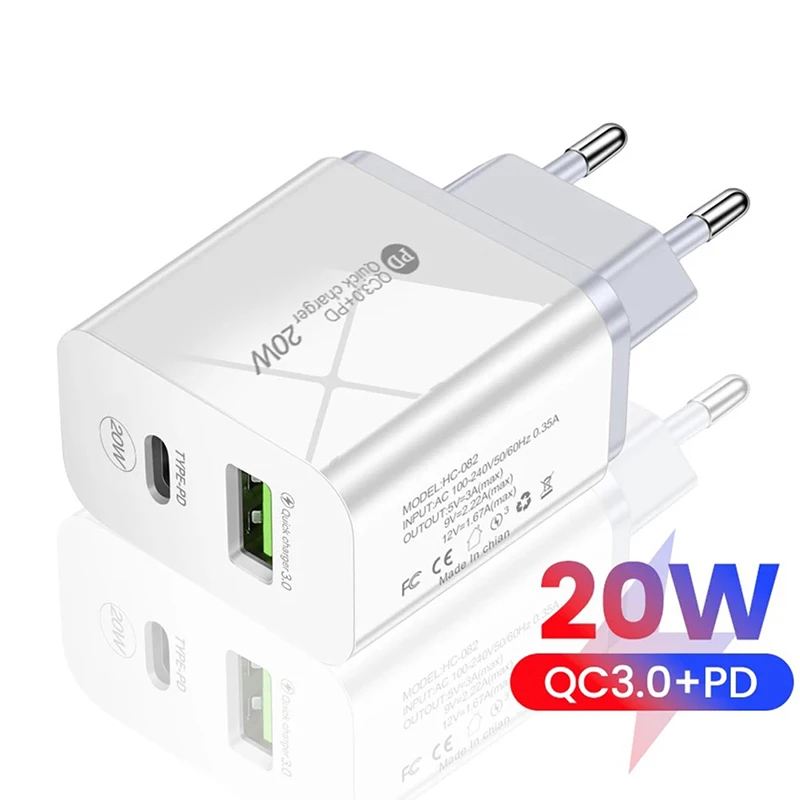 

PD 20W USB Charger Quick Charge 3.0 Fast Phone Charger Adapter Type-PD For iPhone 13 12 Pro iPad Huawei Xiaomi Samsung