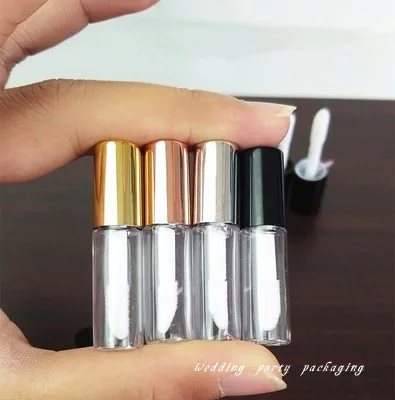 Empty Transparent Plastic Lip Gloss Tubes 1.2ml Lip Balm Tube Lipstick Mini Sample Cosmetic Container With Rose Gold Cap