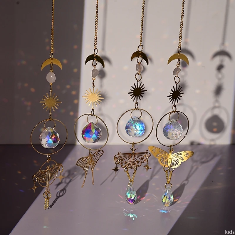 Хрустальный витражный подвесной светильник на окно