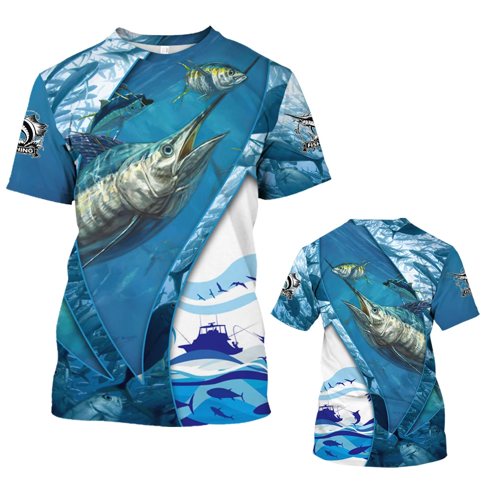 

Новейшая уличная рыболовная рубашка, футболка с 3D принтом для рыбалки, Мужская одежда, повседневные топы с коротким рукавом, футболки, рыбол...