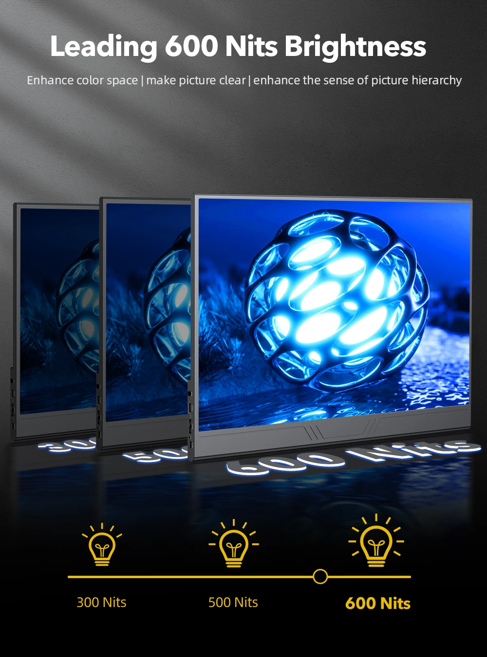 EVICIV 4K компьютерный дисплей 15 6'' 3840x2160 USB C HDR FreeSync два динамика Type-C HDMI OTG внешний