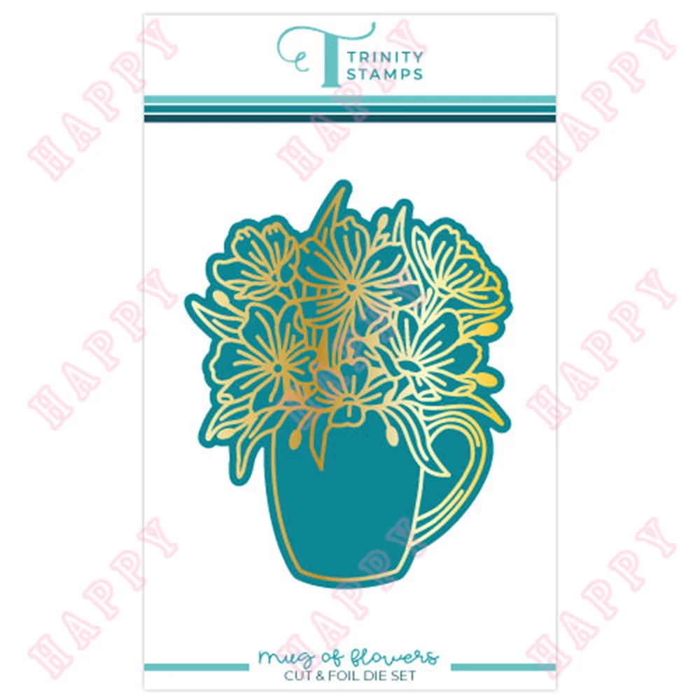 

Metal Cutting Hot Foil Mug of Florals DIY Scrapbooking Envelope Diary Photo Album Paper Card Decorative Craft Embossing Template