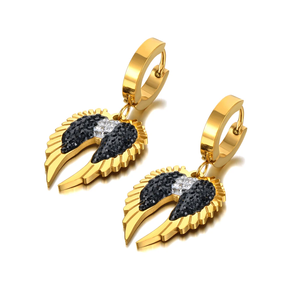 Женские серьги с ангельскими крыльями Lokaer модные из нержавеющей стали в форме