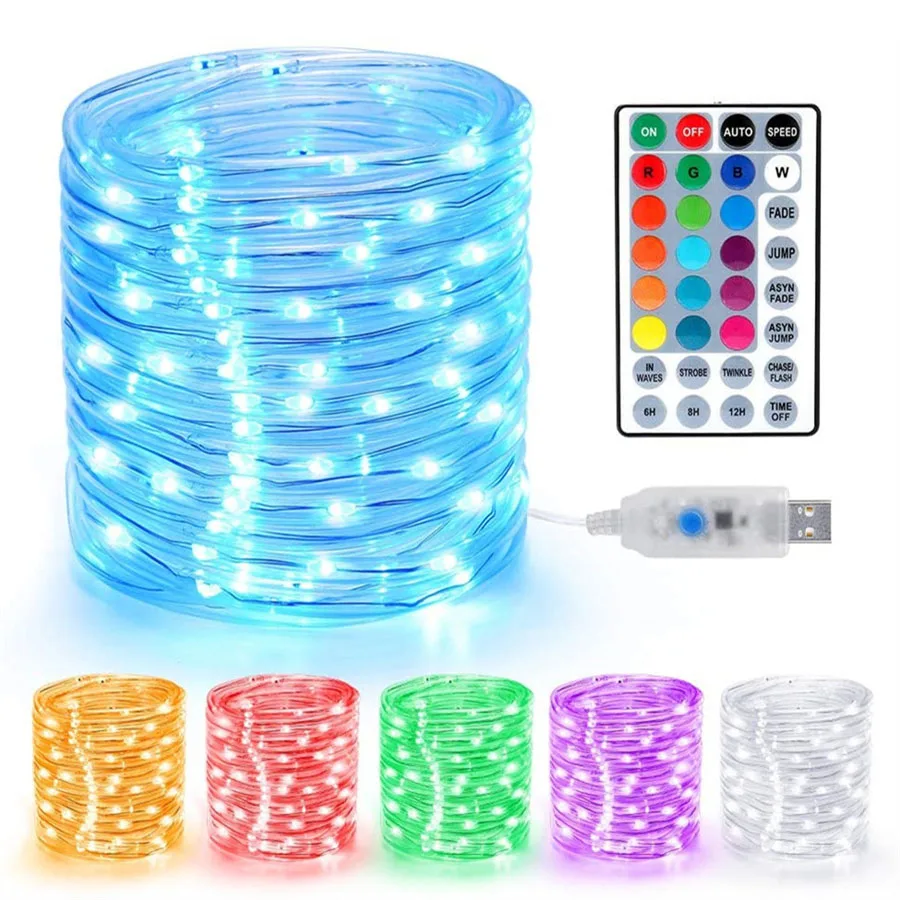 

16 Colors Rope Light Garland 50/100 Led USB Powered Rope String Light Outdoor Waterproof Tube Fairy Light For Garden Patio Decor