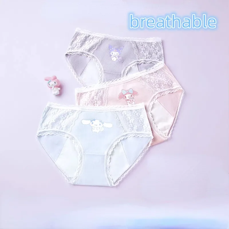 

Трусики Sanrios Kuromi Cinnamoroll My Melody аниме, милое мультяшное нижнее белье для девочек, физиологические дышащие удобные