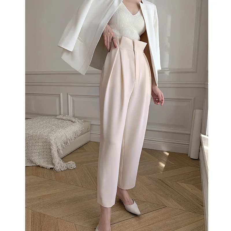 

and autumn straight spring tube, high waist, thin and pendulous feeling, temperament, high bud, long leg pants, casual