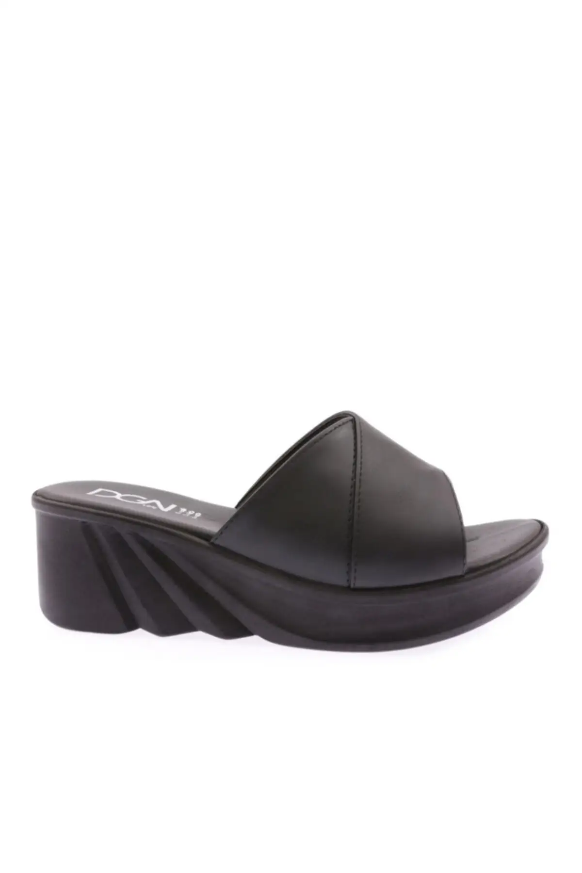 

2100-54 women high sole flat cross stitch detailed slippers