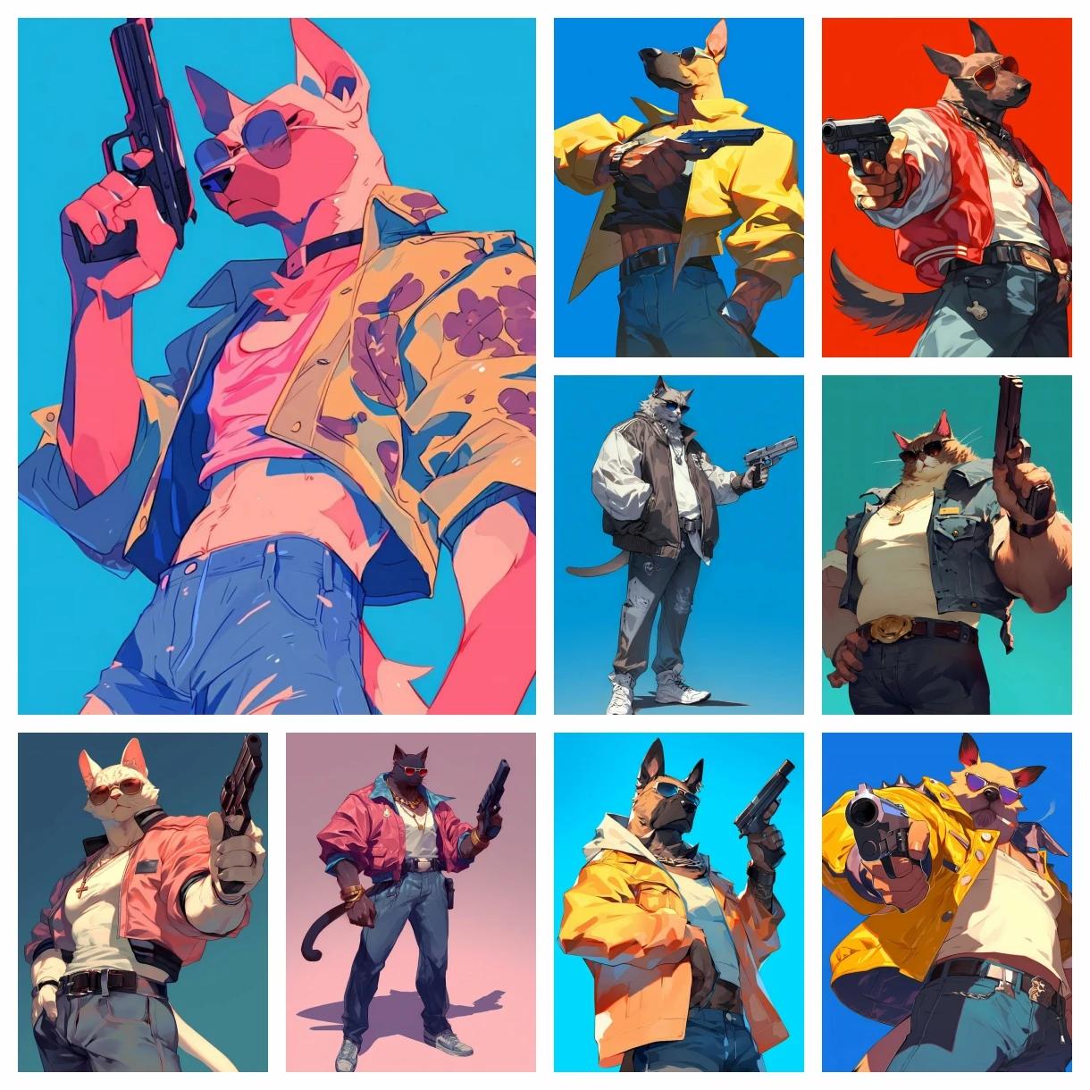 Набор Алмазной Живописи Полная Круглая Дрель Узор Животного - Кошка Собака Улица