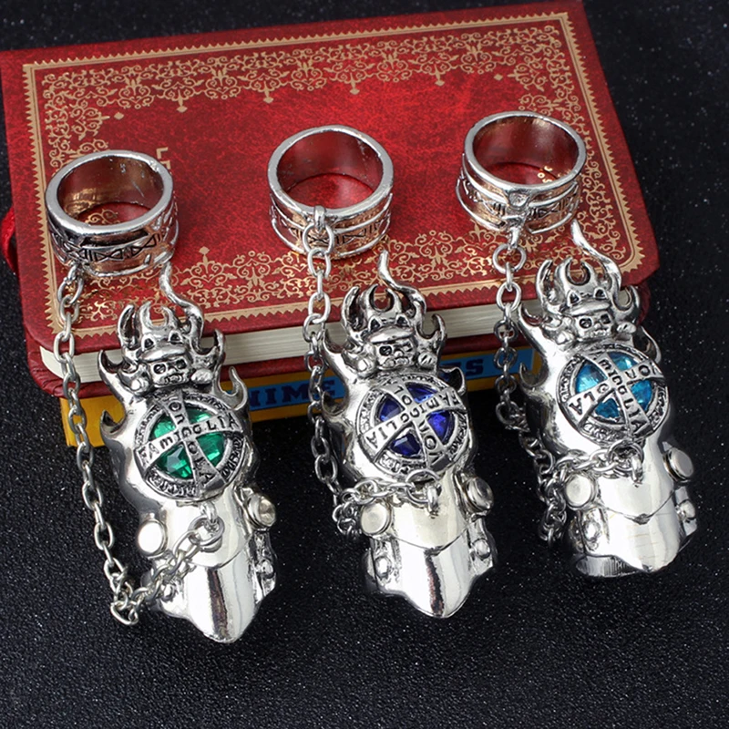 Anime Katekyo Hitman Reborn Rings Vongola Famiglia Giotto Alaudi Lampow Asari Ugetsu Knuckle Demon Spade Cosplay Ring Figure Toy