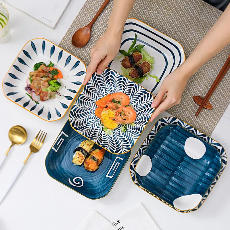 

Plate tableware creative ceramic tableware Nordic Japanese western food plate square plate fruit plate deep dish soup plate
