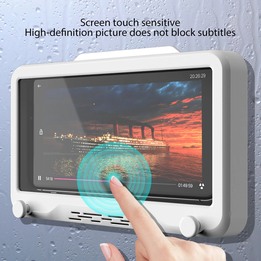 

Liner Tablet Or Phone Holder Waterproof Case Box Wall Mounted All Covered Mobile Phone Shelves Self-Adhesive Shower Accessories