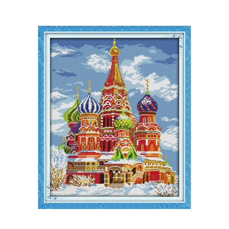 

The Russian palace cross stitch kit building 14ct 11ct count printed canvas stitching embroidery DIY handmade needlework