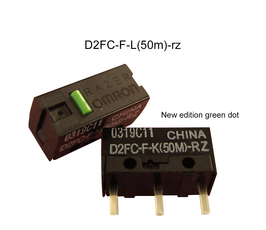 

1Lot 4PCS For OMRON D2FC-F-K (50M)-RZ Green Dot Mouse Micro Switch 50 Million Click Life 7N Button 4 Pieces