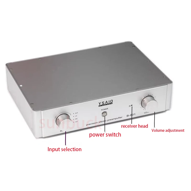 Фото Предусилитель Sunbuck B601 с полной балансной схемотехникой, Hi-Fi, 60Вт+60Вт, 2.0 канала, на базе MB6010, с пультом ДУ, аудио-предусилитель №4