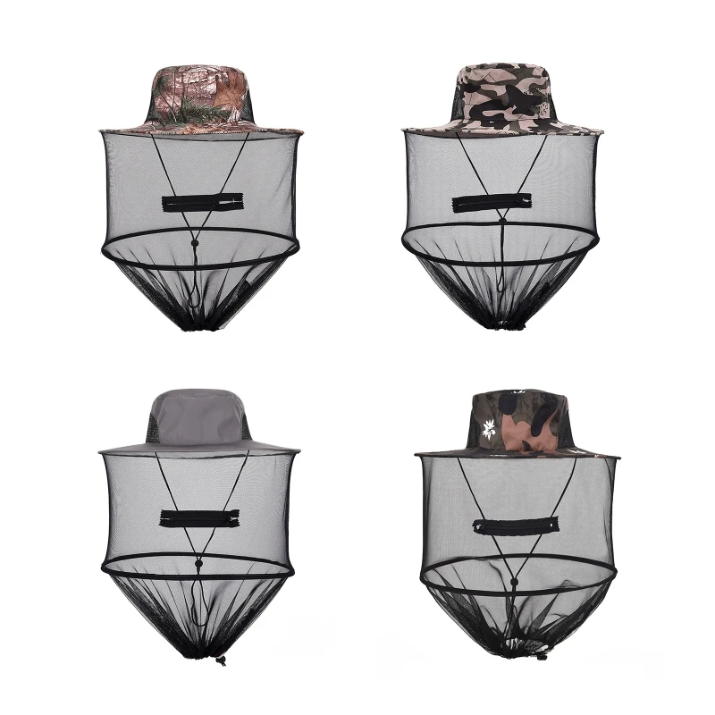 

Breathable Man Women Mosquito Hat Bucket Hat Net Yarn Oversized Sun Visor Sunscreen Beach Hat Dual Purpose Fishing