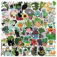 103050pcs cartoon green plants and kittens cats cute kids stickers toys luggage laptop ipad skateboard car stickers wholesale
