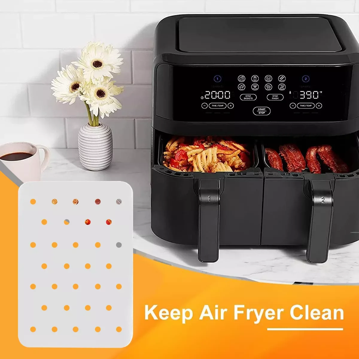 

Food Grade Oil-proof Paper Silicone pad 100pcs Air Fryer Liner Silicone Basket Mat Non-stick Air Fryer Parchment Paper Baking