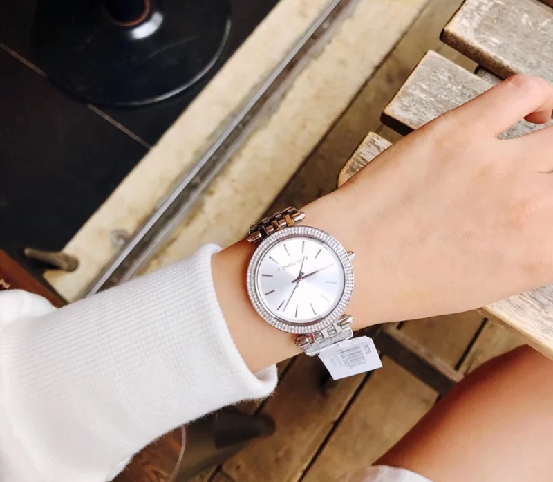 Фото Женские кварцевые часы Michael Kors MK-3190 с инкрустацией бриллиантами, роскошный дизайн, модные водонепроницаемые наручные часы в коробке, изысканный подарок для леди №5