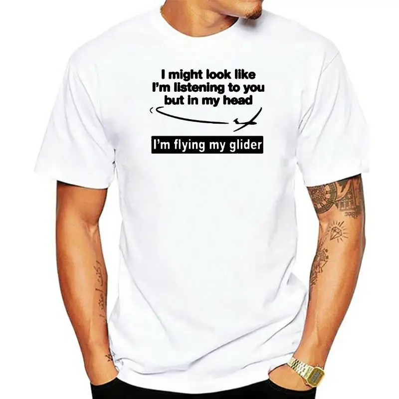 

Glider Pilot In My Head I'M Flying My Glider Sail Plane Funny Print T-Shirt Newest 2022 Mens Fashion Hipster Tees Summer Mens