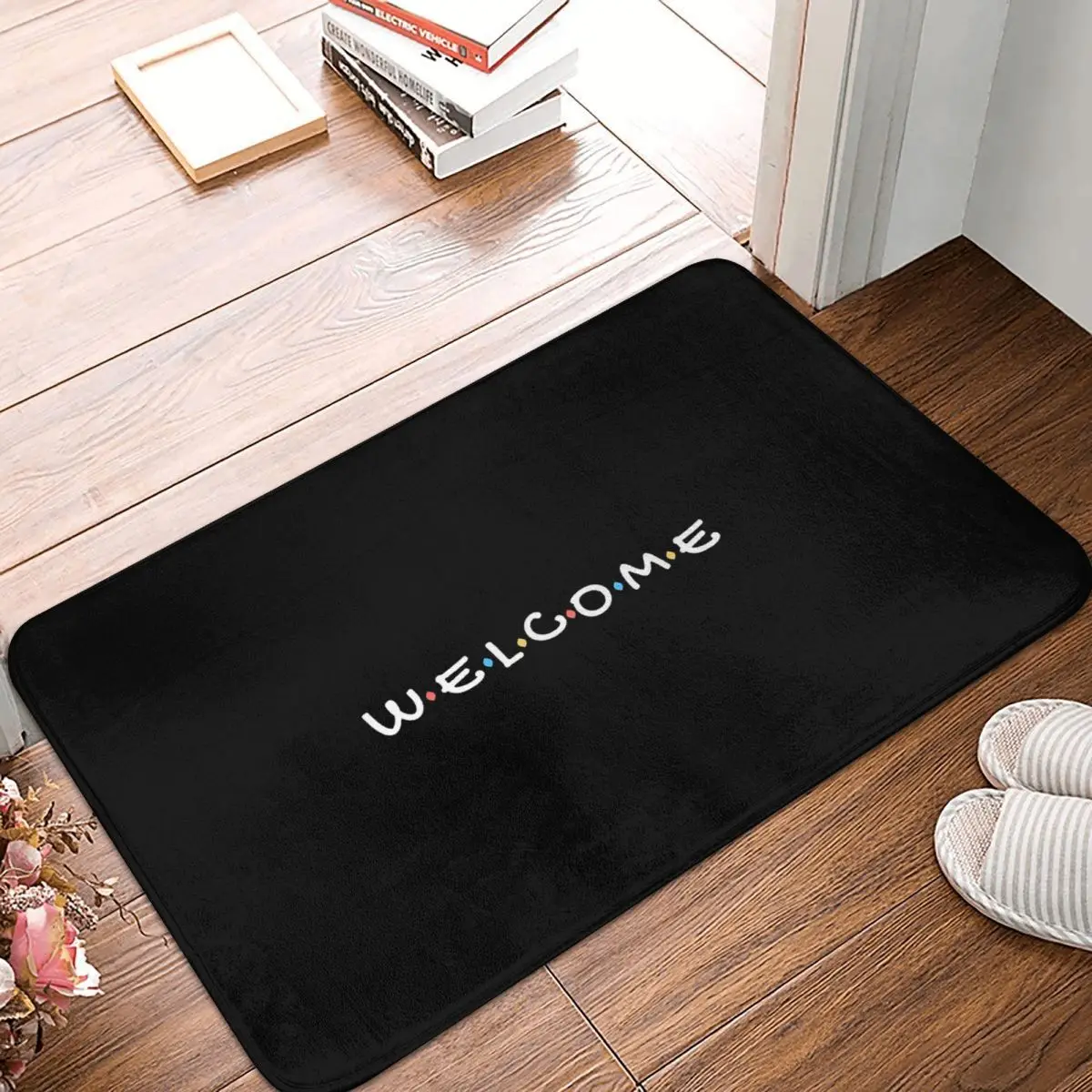 

Welcome Non-slip Doormat Black Bath Kitchen Mat Prayer Carpet Home Pattern Decor