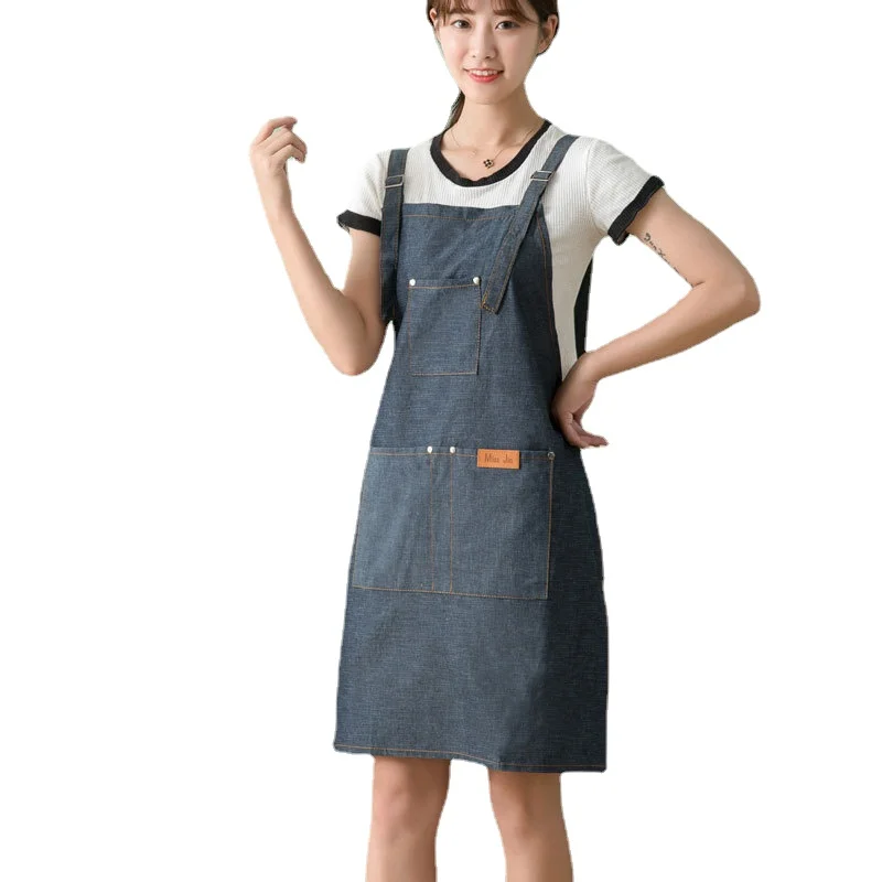 

Denim Apron Soft Fabric Portable Flower Shop Drawing Sketch Studio Nail Salon Barber Apron Dress Home Cleaning Daily Cooking New