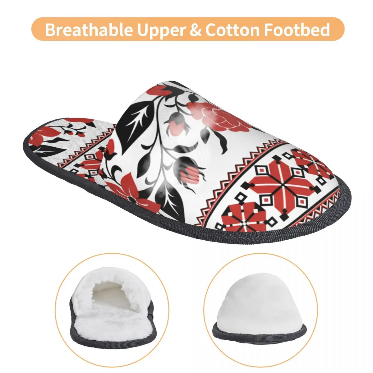 Домашние тапочки с красной розой и молочком украинские традиционные домашние