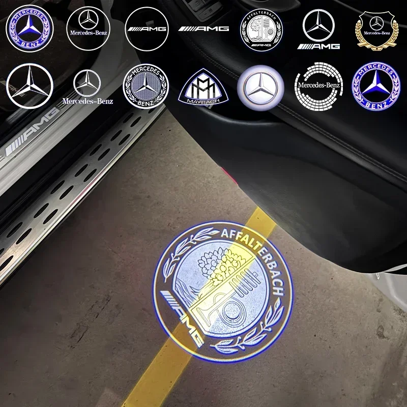 Фото Светодиодные проекторы для дверей автомобиля с HD-лазерной подсветкой, приветственные лампы для Mercedes Benz A, C, E, GLC, GLA, GLE, W205, W212, W213, X253, X156, W166 №1