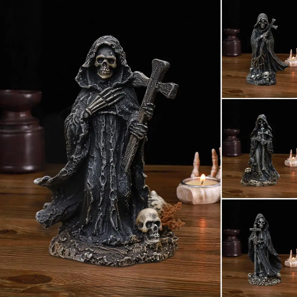 Статуэтка-скелет на Хэллоуин черная каучуковая для дома и офиса книжная полка